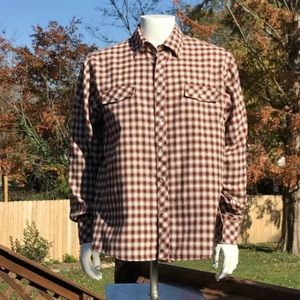 Op Ocean Pacific Western Pearl Snap Shirt Mens M Rust White Check Soft Flannel